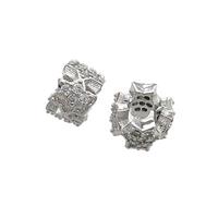 Copper Rondelle Beads Pave Zircon Platinum Plated, approx 8mm