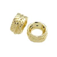 Copper Leaf Beads Rondelle Large Hole Gold Plated, approx 8mm