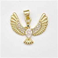 Copper Eagle Pendant Micro Pave Zirconia Bird Gold Plated, approx 20-24mm