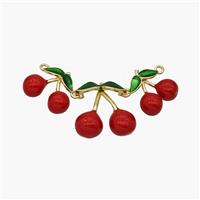 Copper Cherry Pendant Red Enamel Gold Plated, approx 13mm, 13-20mm