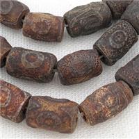 rough Tibetan Agate tube beads, eye, approx 12-20mm