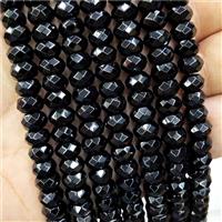 Natural Onyx Agate Beads Black Faceted Rondelle, approx 2x4mm