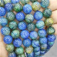 Natural Veins Agate Beads Blue Green Dye Smooth Round, approx 14mm dia