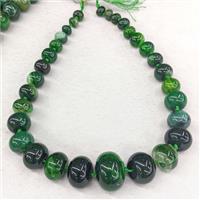 Natural Dragon Veins Agate Rondelle Beads Graduated Green Dye Smooth, approx 12-30mm