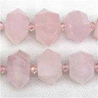 Rose Quartz bullet beads, approx 15-30mm