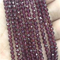Natural Garnet Beads Red Tiny Faceted Round, approx 2mm