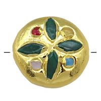 green jade circle button beads, gold plated, approx 25mm dia