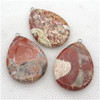 red Jasper teardrop pendant, approx 30-40mm