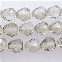 Chinese Crystal Glass Beads, faceted teardrop, smoky, approx 7-9mm, 60pcs per st