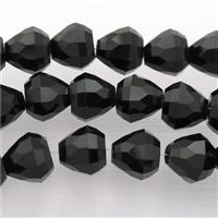 Chinese Crystal Glass Beads, faceted teardrop, BLACK, approx 7-9mm, 60pcs per st
