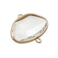 Copper Oval Connector Pave Crystal Glass Gold Plated, approx 16-25mm