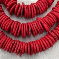 red Synthetic Turquoise graduated heishi beads, approx 10-22mm