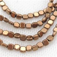 Hematite Beads Square Brown, approx 4mm