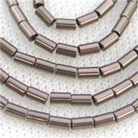 Chocolate Hematite Tube Beads, approx 3x5mm