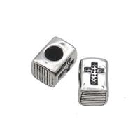Stainless Steel Beads Cross Large Hole Antique Silver, approx 8.5-11mm, 5mm hole