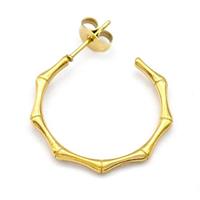 Stainless Steel Studs Earrings Bamboo Gold Plated, approx 24mm