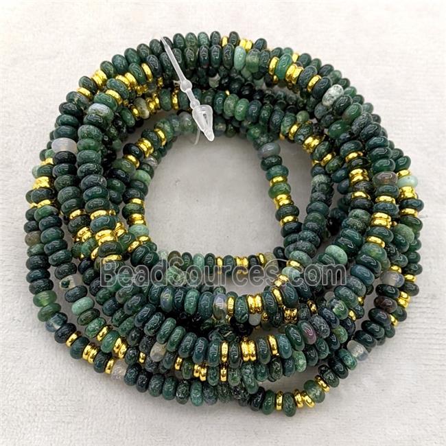 Natural Green Moss Agate Bracelets Stretchy Rondelle