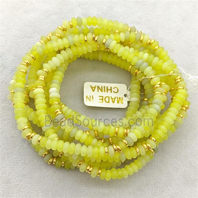Natural Lemon Jade Bracelets Stretchy Rondelle Olive