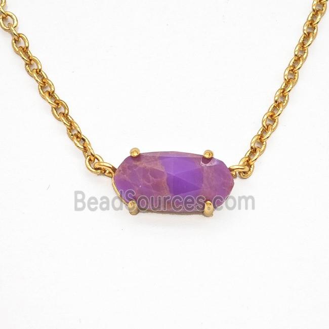 Gemstone Necklace, Gold Plated