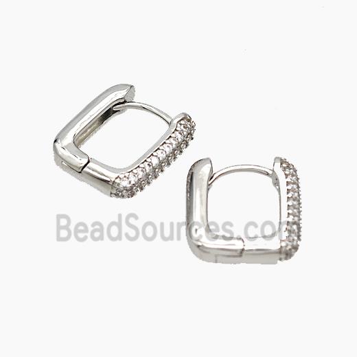 Copper Latchback Earrings Micropave Zirconia Platinum Plated
