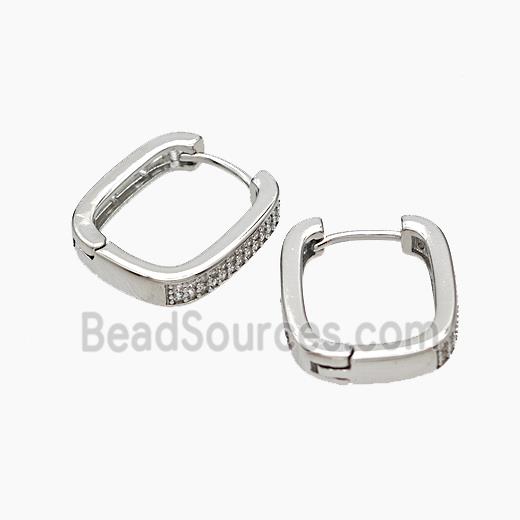 Copper Latchback Earrings Micropave Zirconia Platinum Plated