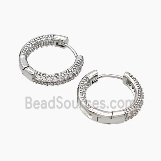 Copper Hoop Earrings Micropave Zirconia Platinum Plated