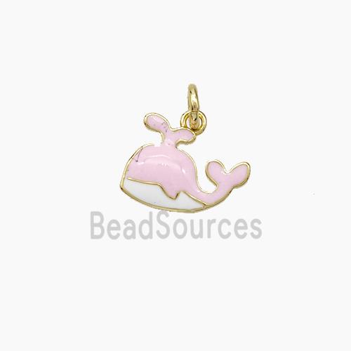 Copper Dolphin Pendant Pink Enamel Gold Plated