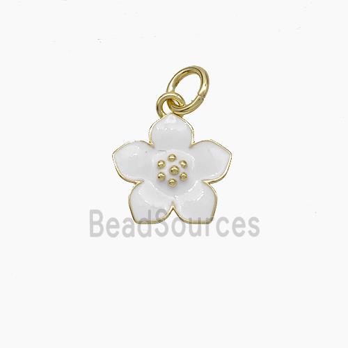 Copper Flower Pendant White Enamel Gold Plated