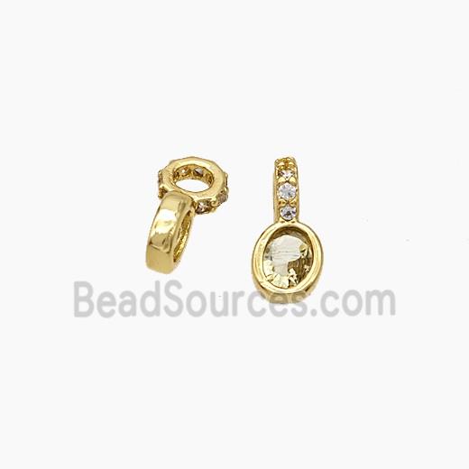 Copper Oval Pendant Pave Zirconia Gold Plated