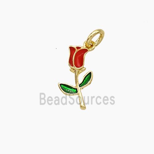 Copper Flower Pendant Enamel Gold Plated