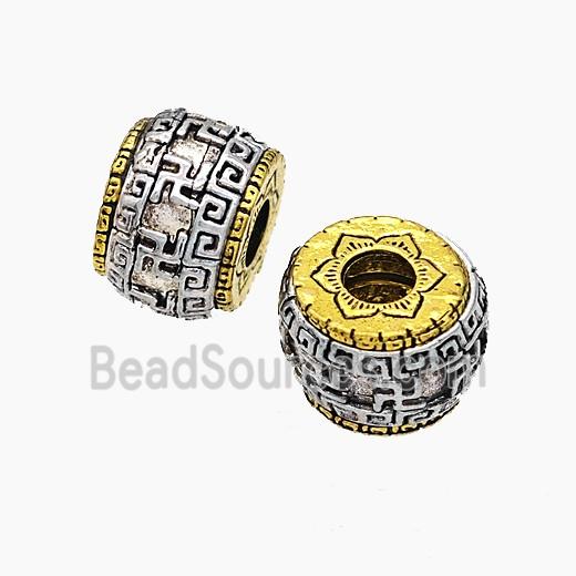 Tibetan Style Alloy Beads Barrel Large Hole Antique Silver Golden