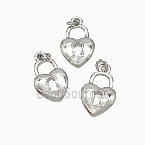 Copper Heart Lock Pendant Platinum Plated