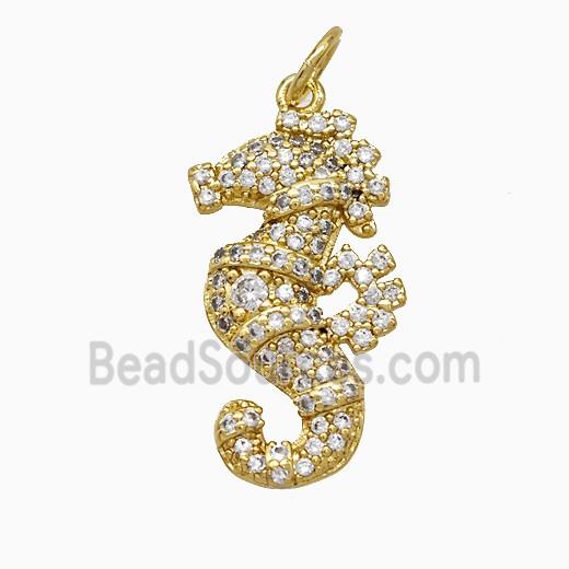 Copper Seahorse Pendant Pave Pearlized Resin Gold Plated