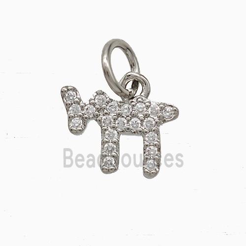 Copper Lamb Charms Pendant Pave Zirconia Sheep Platinum Plated