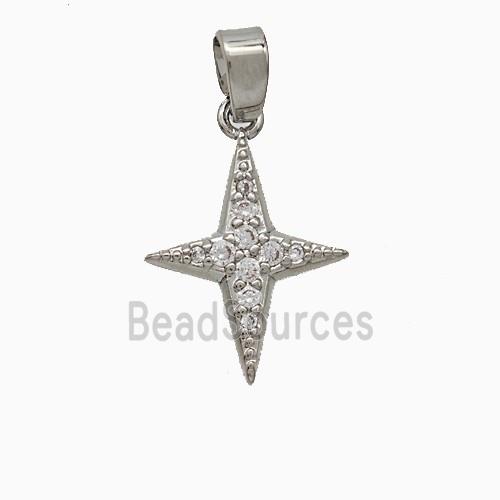 Copper NorthStar Pendant Pave Zirconia Platinum Plated