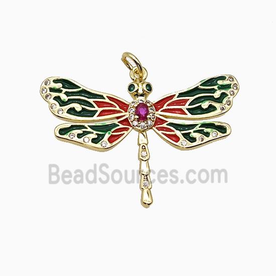 Copper Dragonfly Pendant Enamel Gold Plated