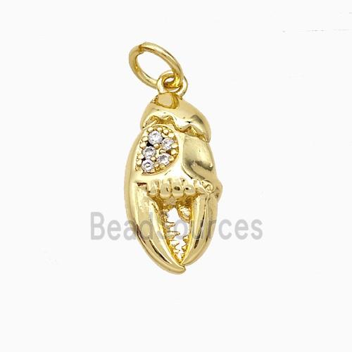 Crab Claw Charms Copper Pendant Pave Zirconia Gold Plated