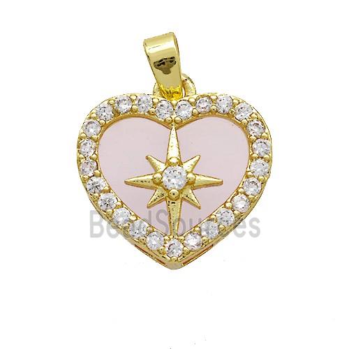 Copper Heart Pendant Pave Zirconia Resin Star Gold Plated