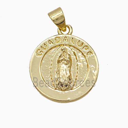 Lady Of Guadalupe Charms Copper Pendant Gold Plated