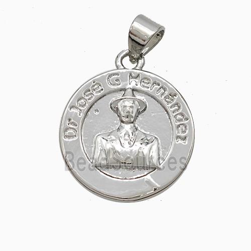 Dr Jose Charms Copper Pendant Platinum Plated