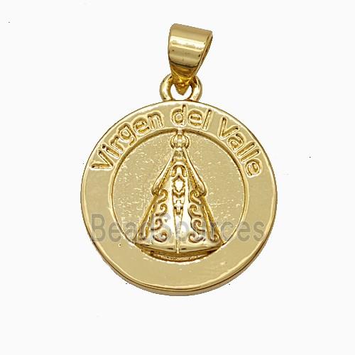 Virgen Del Valle Charms Copper Pendant Gold Plated