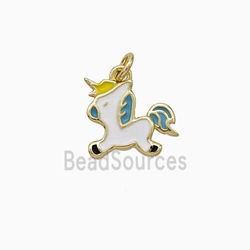 Copper Heavenly Horse Pendant White Enamel Gold Plated