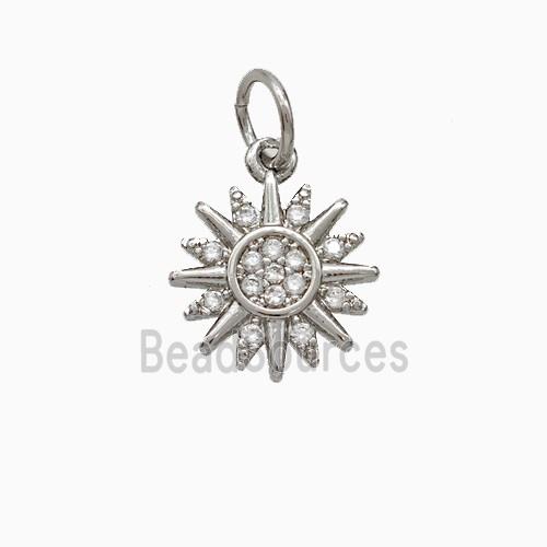 Copper Sun Pendant Pave Zirconia Platinum Plated