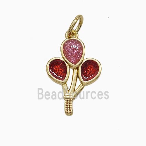 Copper Cherry Pendant Painted Gold Plated