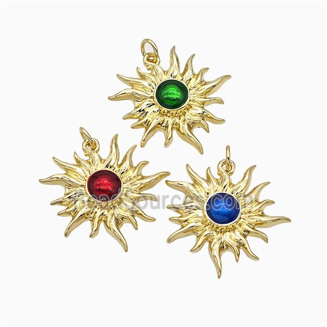 Copper Sun Pendant Painted Gold Plated Mixed
