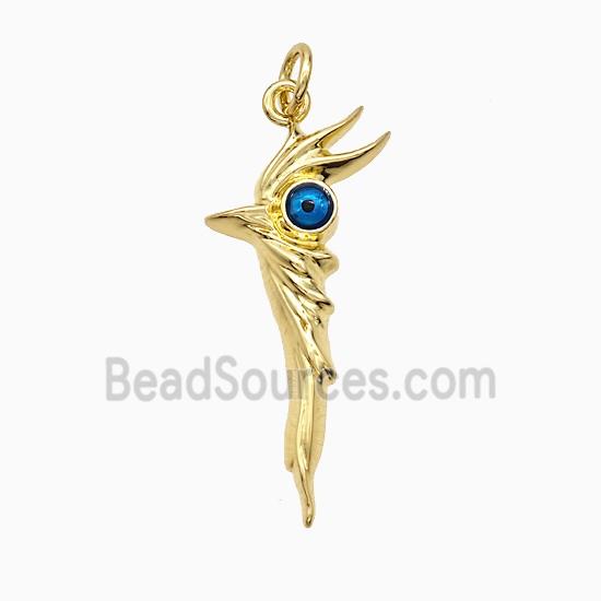 Walking Stick Charms Copper Pendant Blue Painted Evil Eye Gold Plated