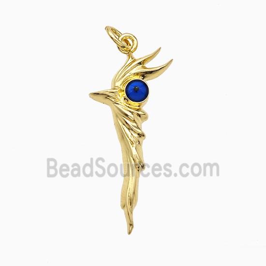 Walking Stick Charms Copper Pendant Blue Painted Evil Eye Gold Plated