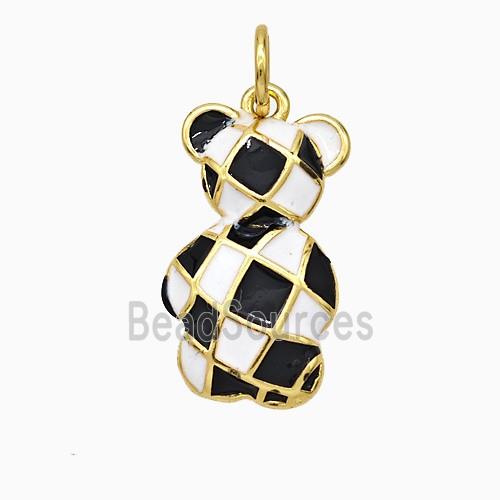 Copper Panda Charms Pendant White Black Enamel Gold Plated