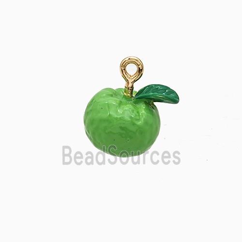 Copper Lemon Pendant Green Enamel Gold Plated