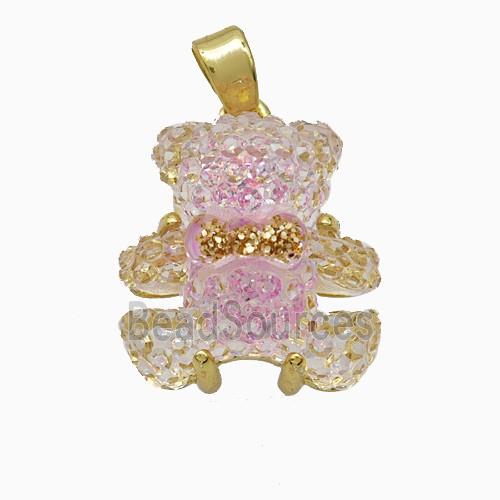Acrylic Bear Pendant Copper Gold Plated